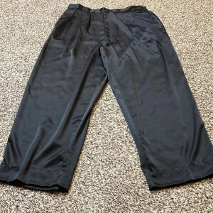 Vintage Breckenridge High Waisted Silky Polyester Black Pleated Front Pants